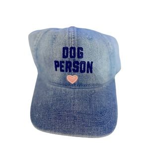 Baseball hat graphic design blue denim dog person NWT